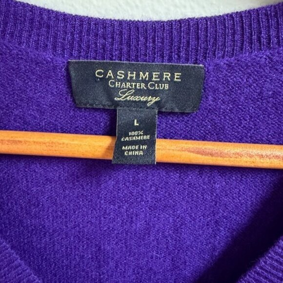 Charter Club Luxury Cashmere Sweater Large Purple Quiet Luxury Minimalist Preppy - Picture 4 of 8